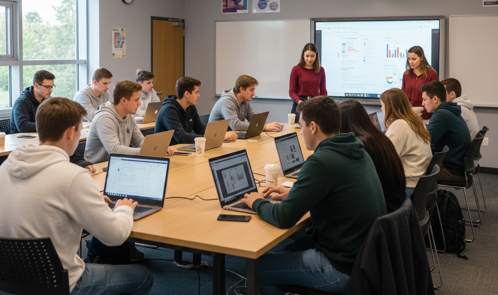 Students engaged in a computing education classroom program